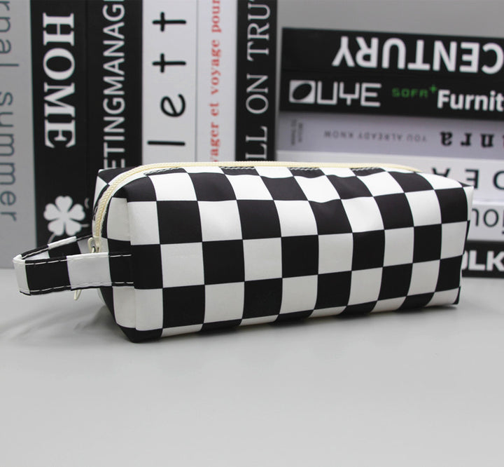 Checkered Pattern Pencil Pouch Bowlift