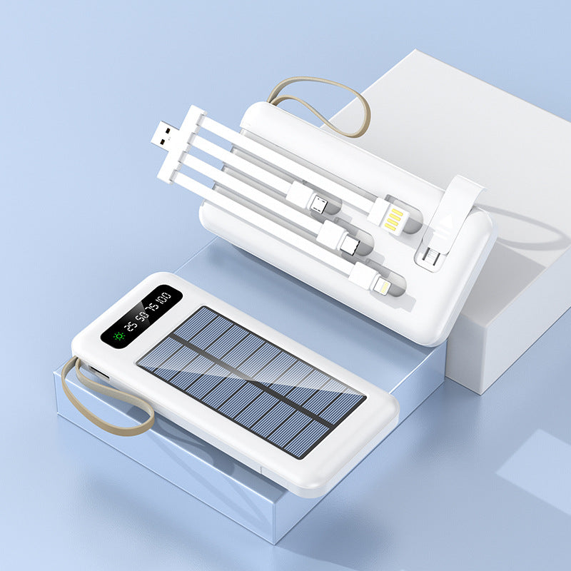 portable solar power bank with multifunctional charging cable Bowlift