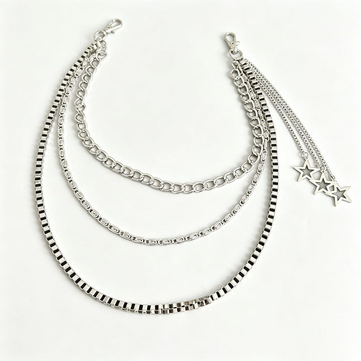 Fashionable chain belt with star pendants Bowlift