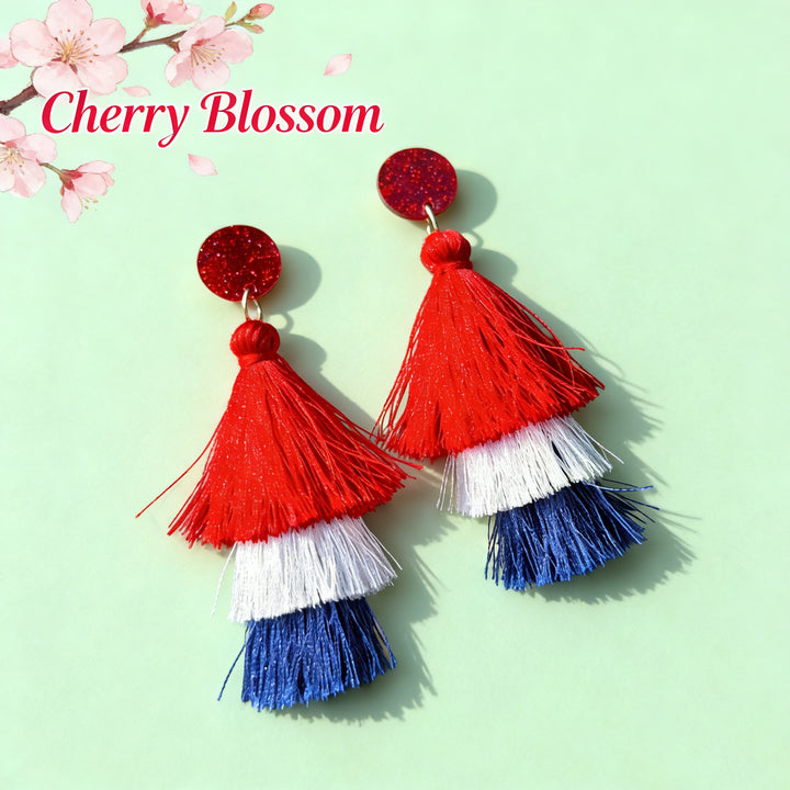 Women's multi-layer tassel earrings with tiered fringes and nickel-free stud closure Bowlift