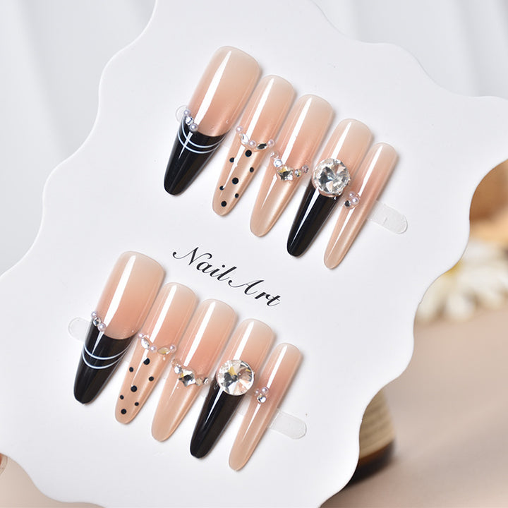 Luxury Stiletto Press-On Nail Extensions with Rhinestone Accents Bowlift
