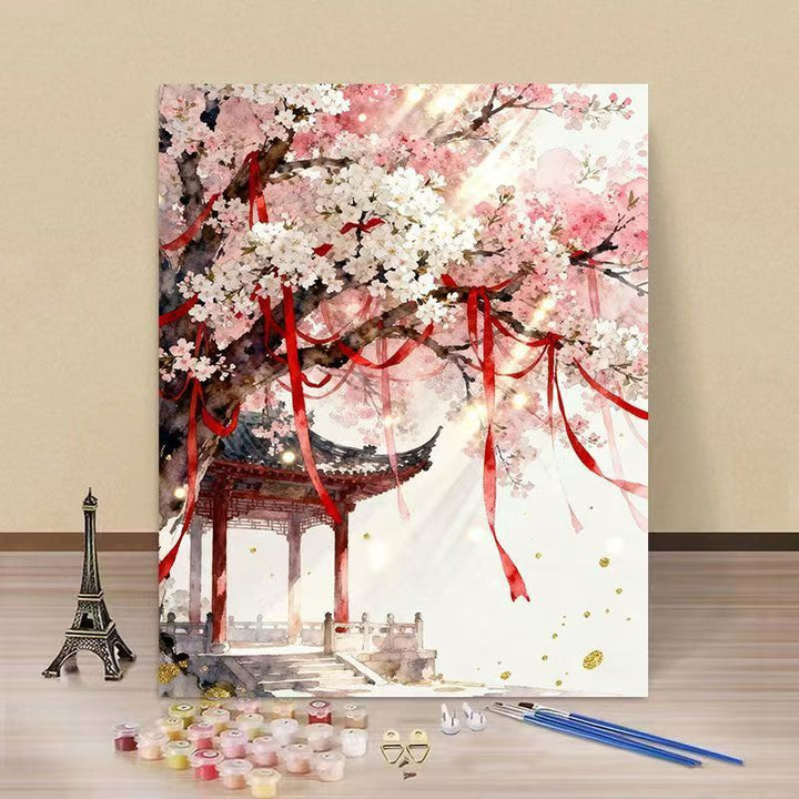 Cherry Blossom Scenic Paint by Numbers Kit Bowlift