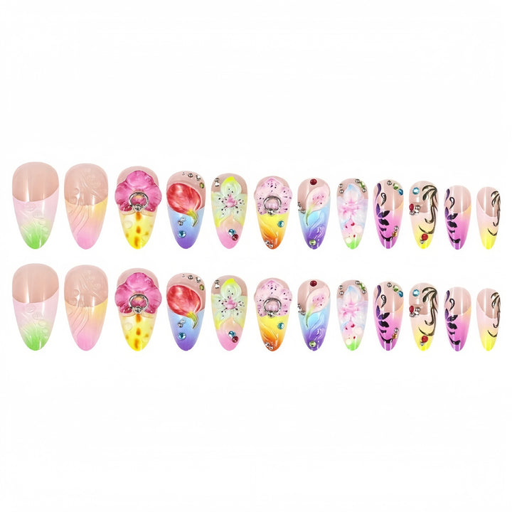 Artistic 3D Floral Nail Extensions Bowlift