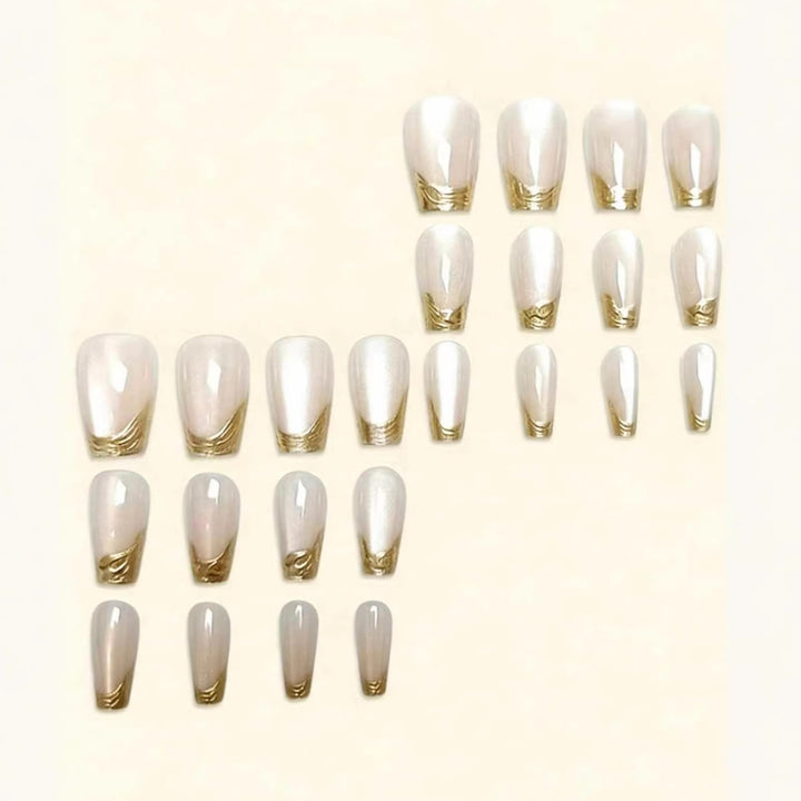 Premium Glossy French Tip Nail Extensions Bowlift