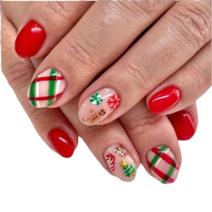 Festive Holiday-Themed Press-On Nail Set Bowlift