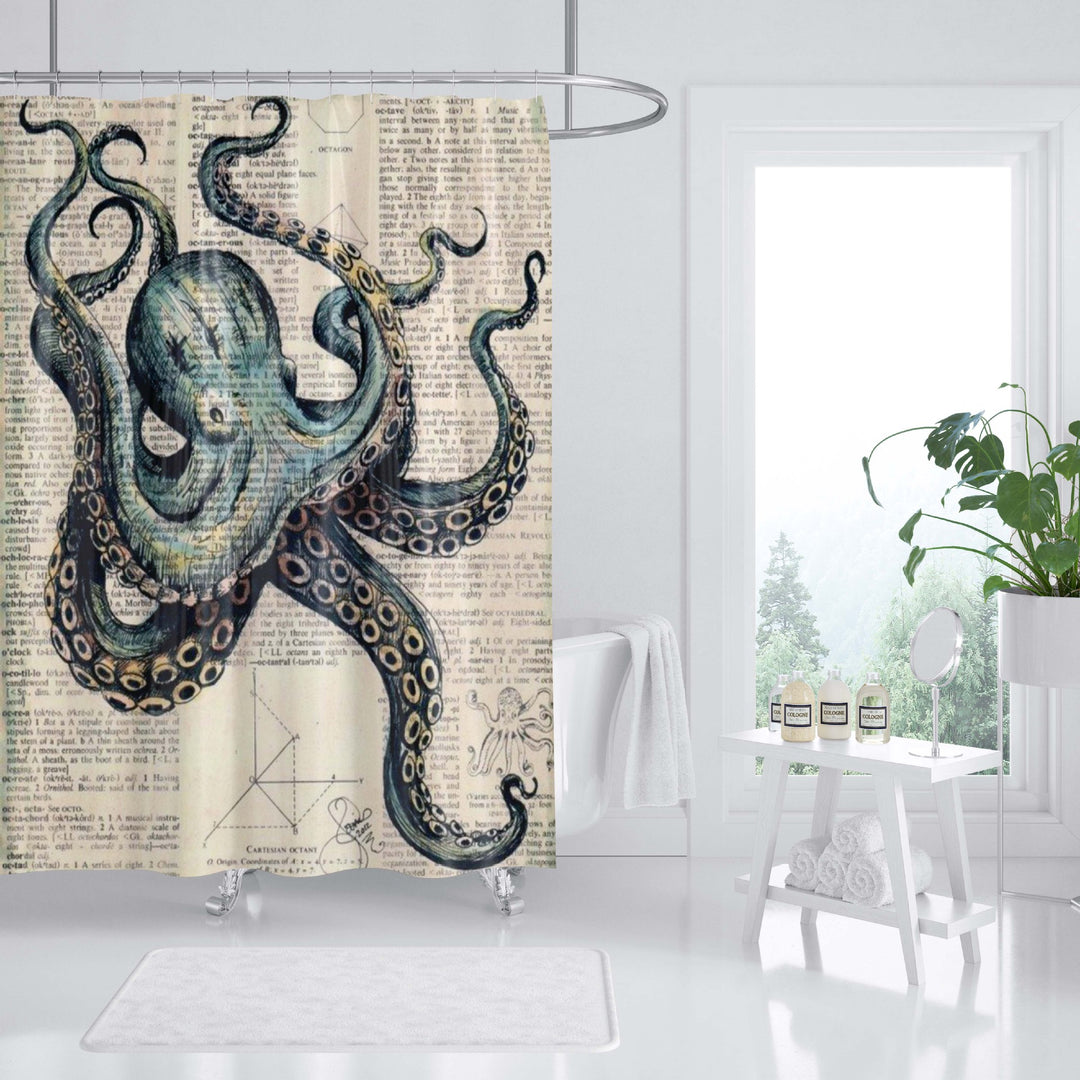 Ocean-Themed Art Shower Curtain Bowlift