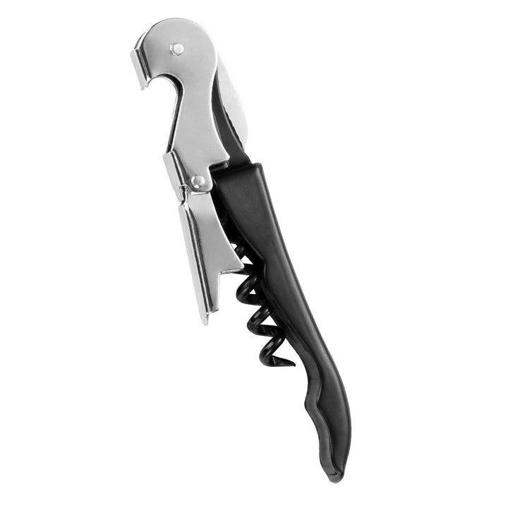 Dual-Hinge Waiter's Corkscrew with Serrated Foil Cutter and Ergonomic Handle Bowlift