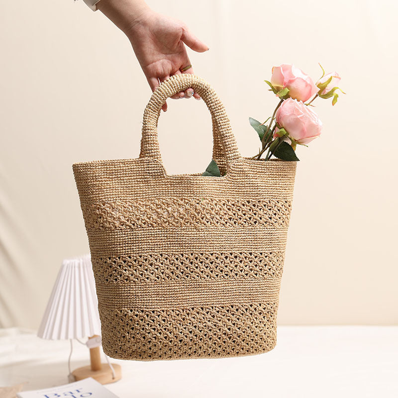 Handcrafted Beach Bag Made From Braided Natural Material Bowlift