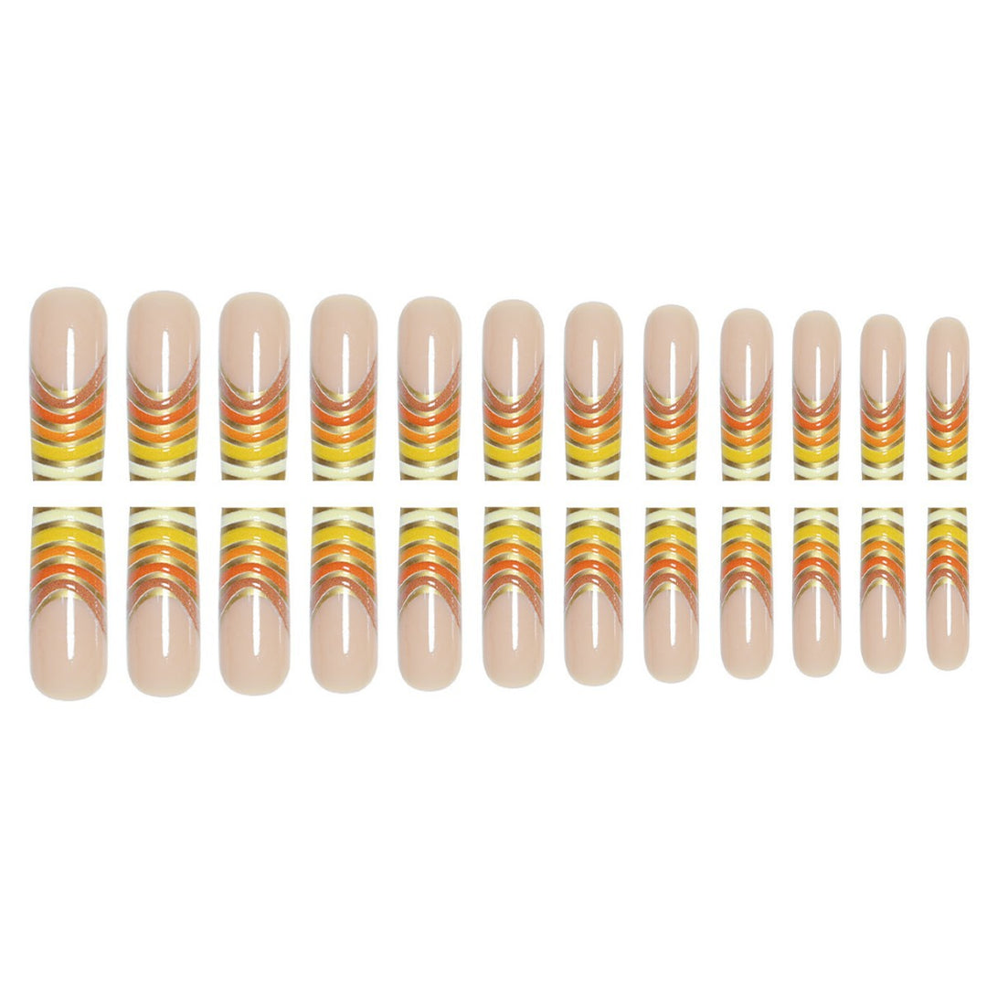 Striped French Tip Press-On Nails Bowlift