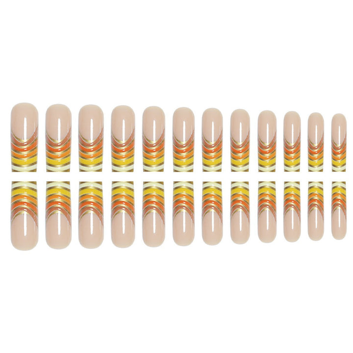 Striped French Tip Press-On Nails Bowlift