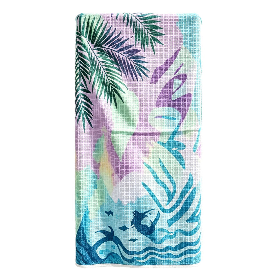 Multifunctional beach blanket with appealing tropical pattern Bowlift