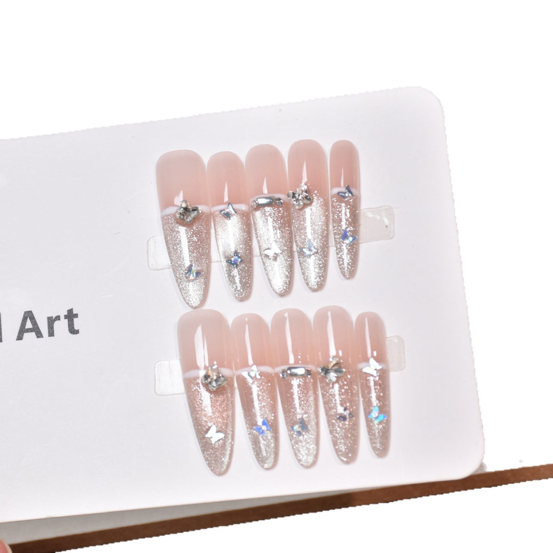 Artisanal Glittery Press-On Nail Extensions Bowlift