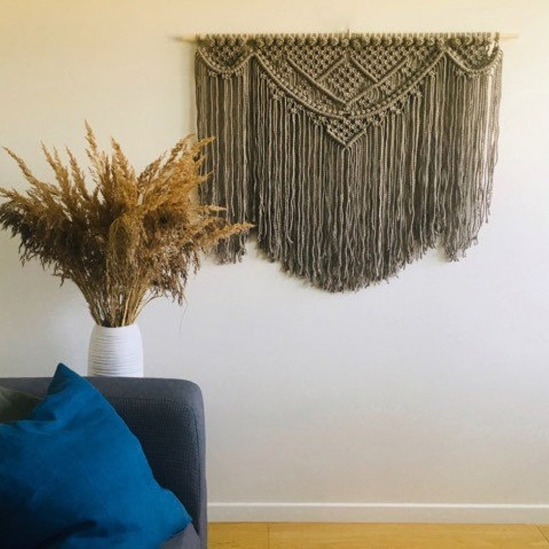Macrame Wall Tapestry with Artistic Fringes Bowlift