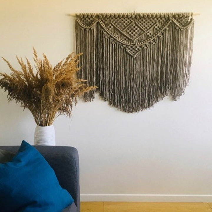 Macrame Wall Tapestry with Artistic Fringes Bowlift
