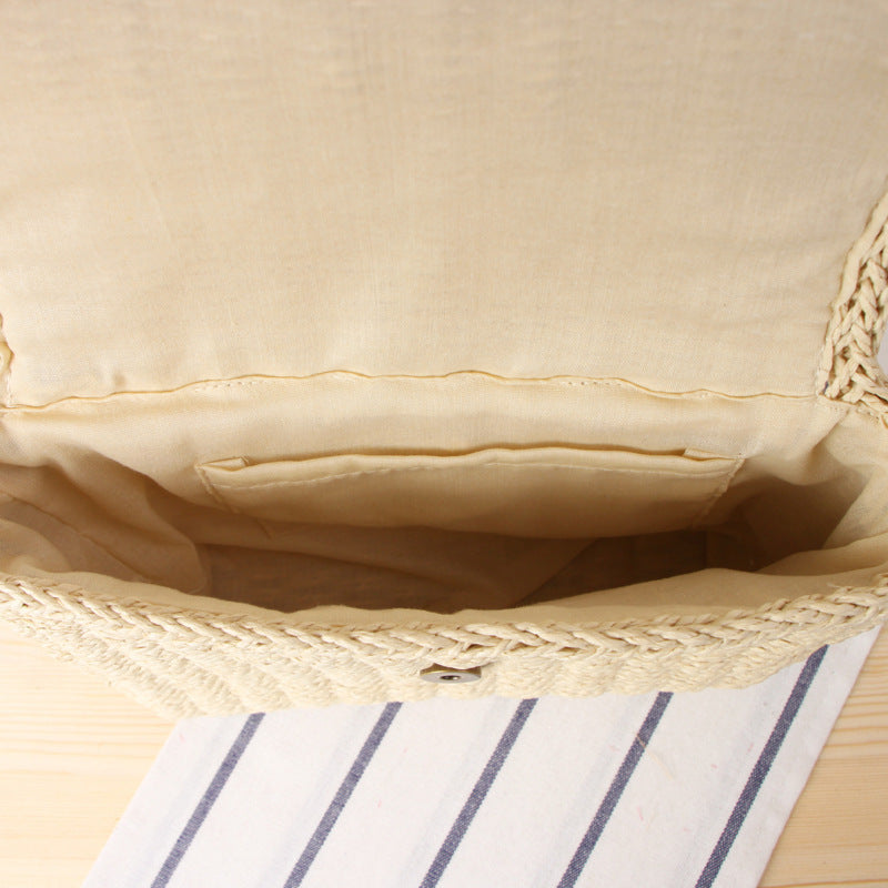 Woven Natural Material Handbag with Removable Shoulder Strap Bowlift