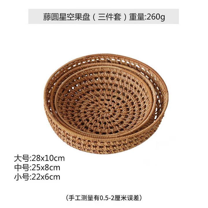 Ladies' round basket made of handwoven natural material Bowlift