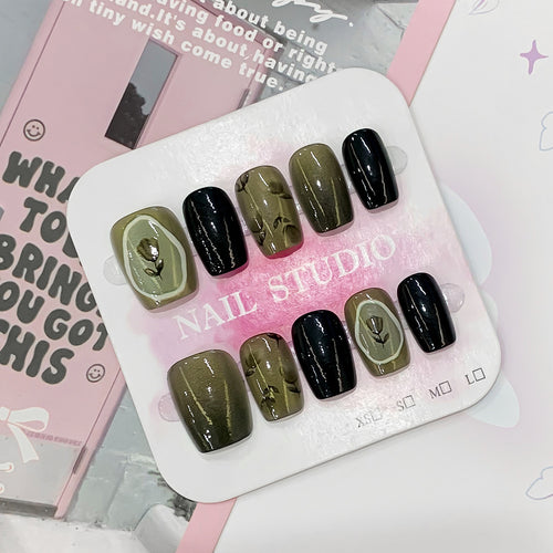 Artistic acrylic nails with floral designs Bowlift