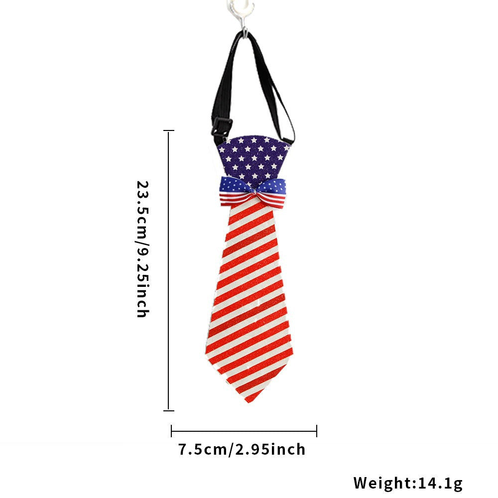 Unisex nan patriotic striped pet necktie with adjustable elastic collar Bowlift