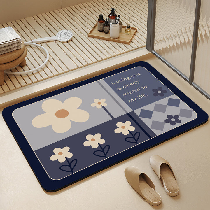 Floral Design Cotton Bath Mat Bowlift