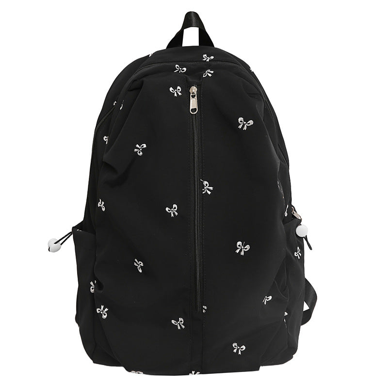Embroidered Bow Design Backpack Bowlift