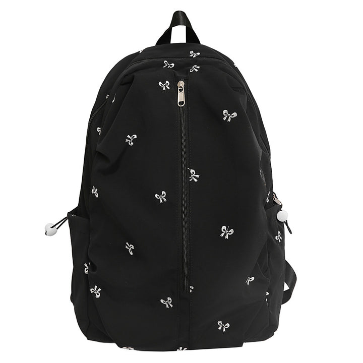Embroidered Bow Design Backpack Bowlift