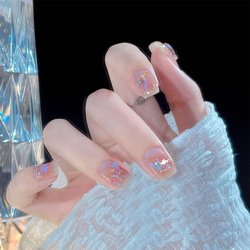 Nail set with sparkling 3D applications and romantic elements Bowlift