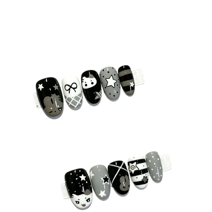Creative Character-Themed Press-On Nail Art Set Bowlift