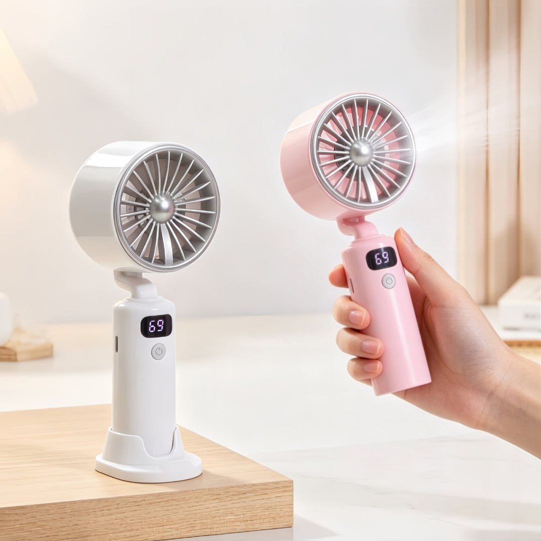 Electric Hand Fan with Digital Speed Display and Adjustable Tilt Angle Bowlift