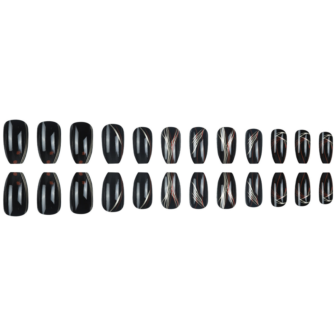 Stylish Stiletto Press-On Nails with Abstract Design Bowlift