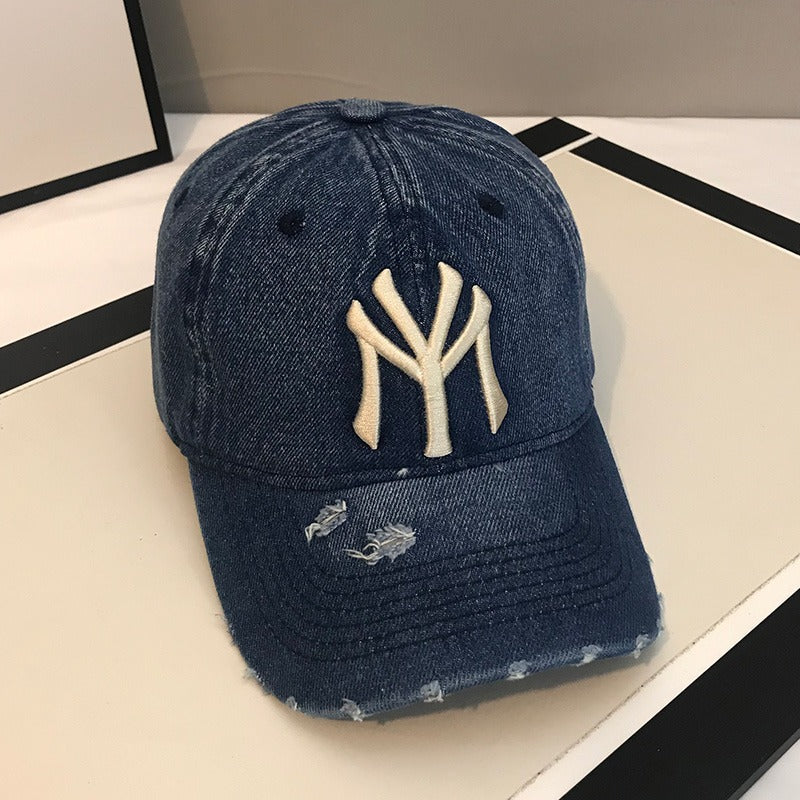 Men's Distressed Denim Baseball Cap Bowlift 1784188165