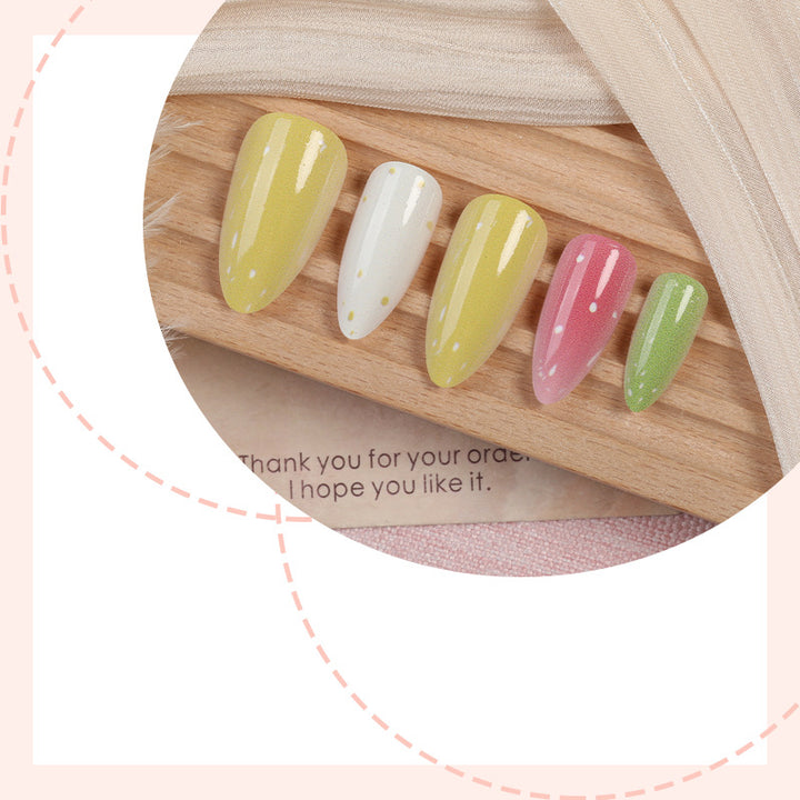 Premium Decorative Press-On Nail Set with Artistic Glitter Effects Bowlift