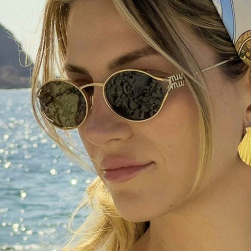 Women's Oval Sunglasses with Elegant Metal Frame and Fashionable Design Bowlift