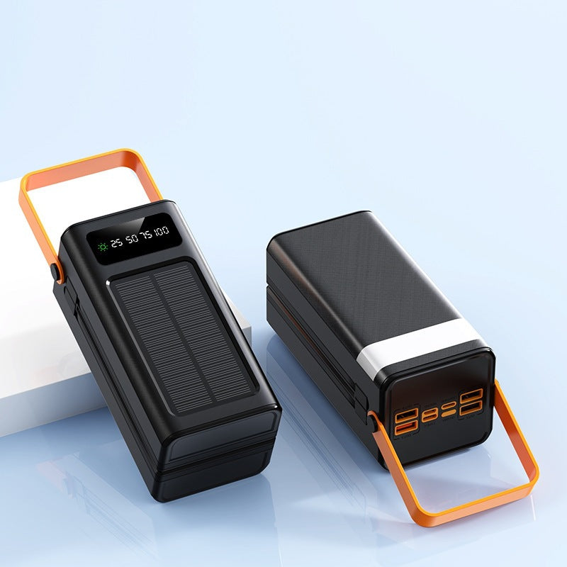 Portable Solar Power Bank with Digital Display and Practical Carrying Strap Bowlift