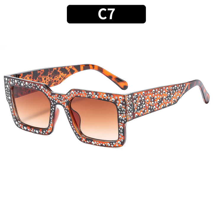 Rhinestone-Embellished Shield Sunglasses