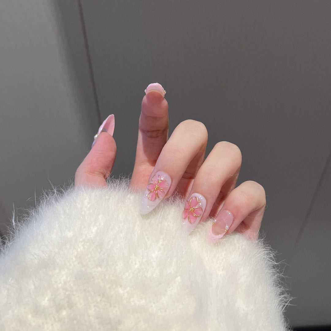 Artisan Floral-Themed Press-On Nails Set Bowlift