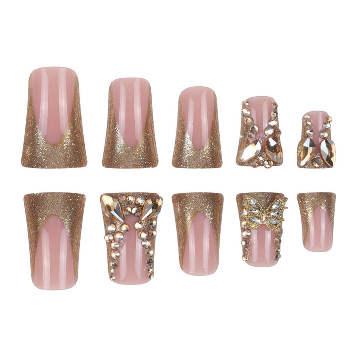 Glamorous Rhinestone Butterfly Press-On Nails Bowlift