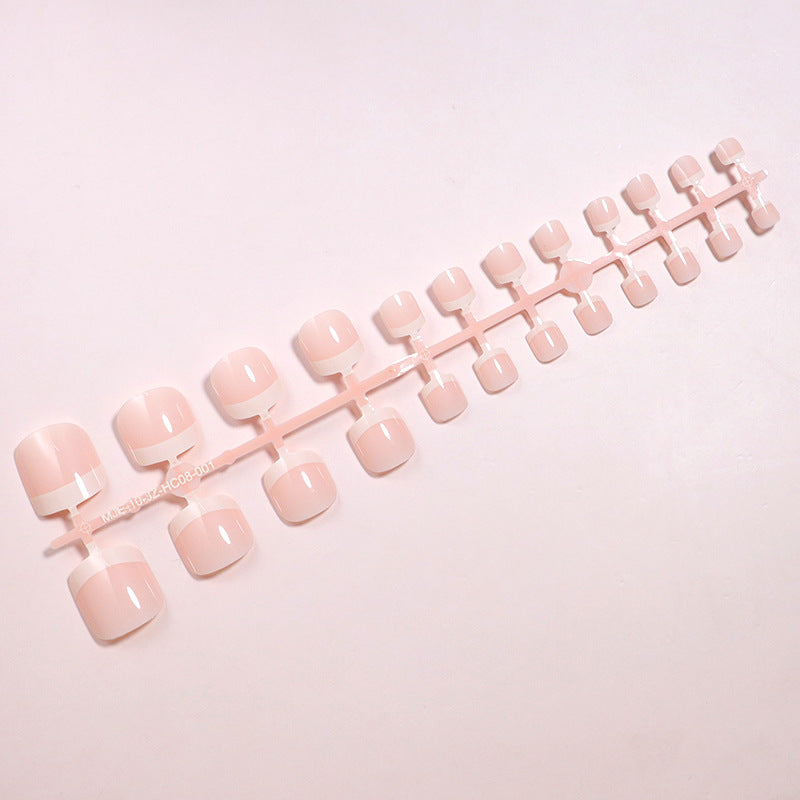 Premium Glossy French Tip Press-On Nail Set Bowlift