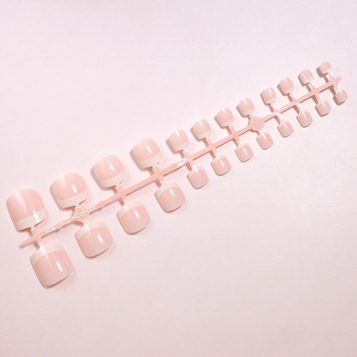 Premium Glossy French Tip Press-On Nail Set Bowlift