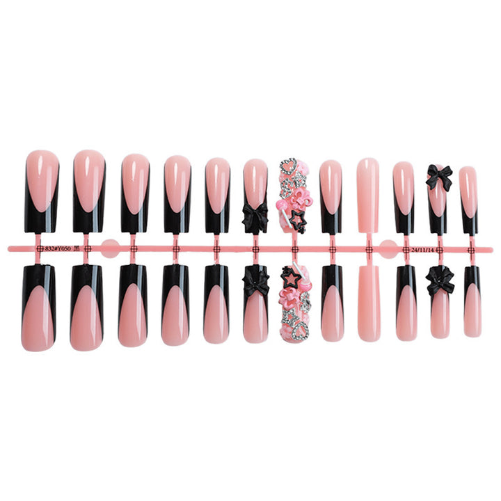 Decorative Press-On Nail Art Kit with Floral and Bow Accents Bowlift