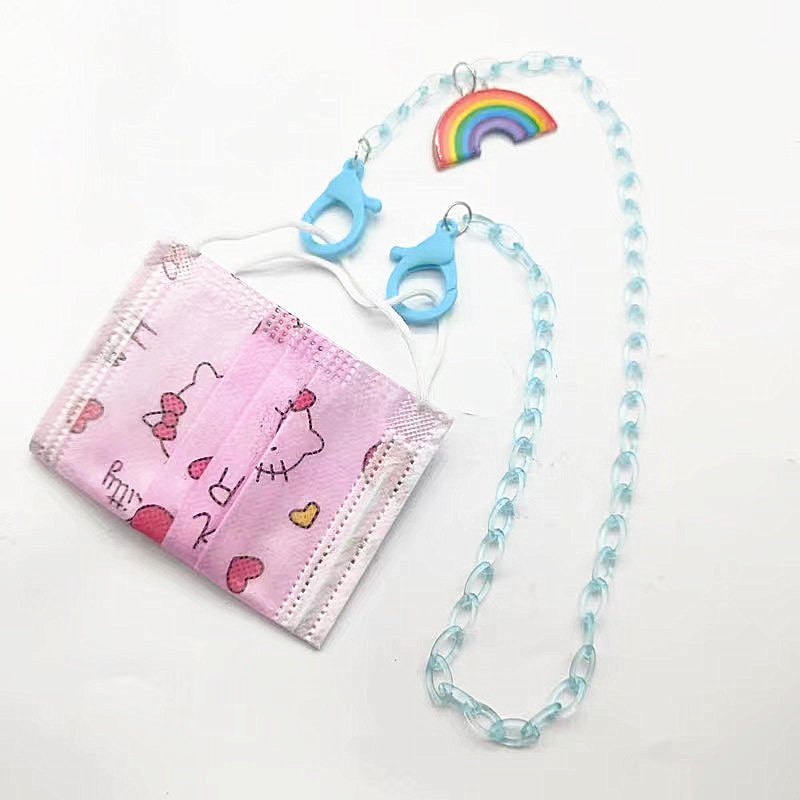 Glasses strap made of transparent resin with rainbow pendant Bowlift