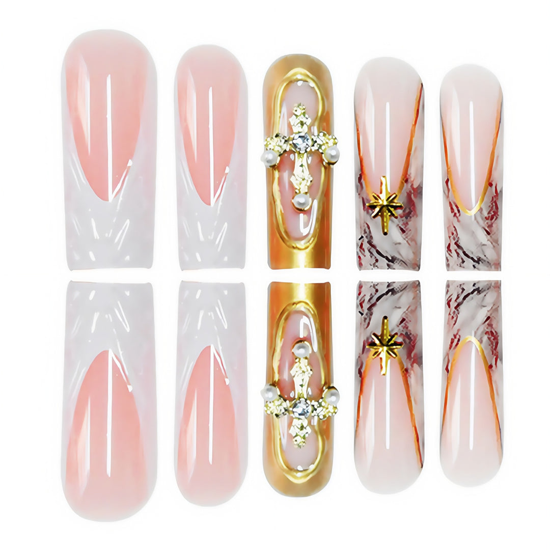 Decorative Long Press-On Nail Art Bowlift