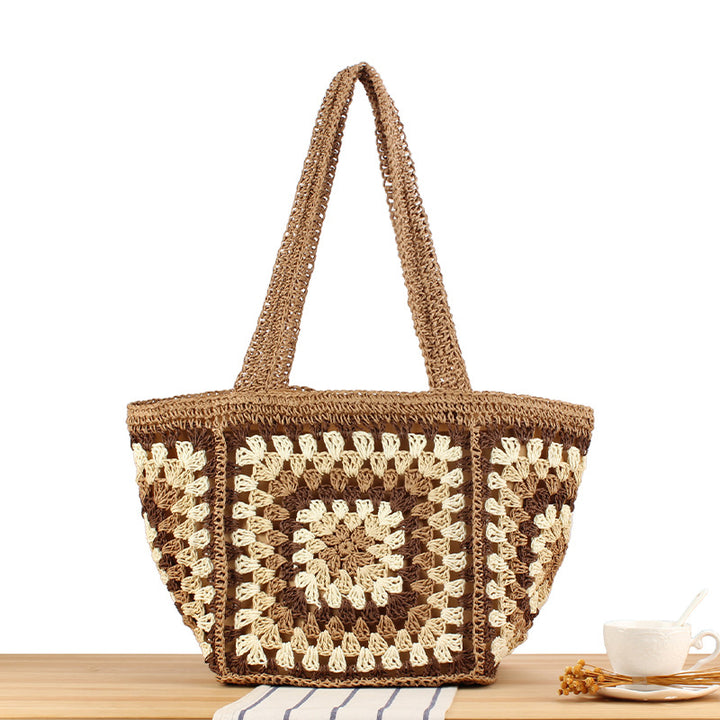 Macrame Tote Bag with Geometric Pattern Bowlift