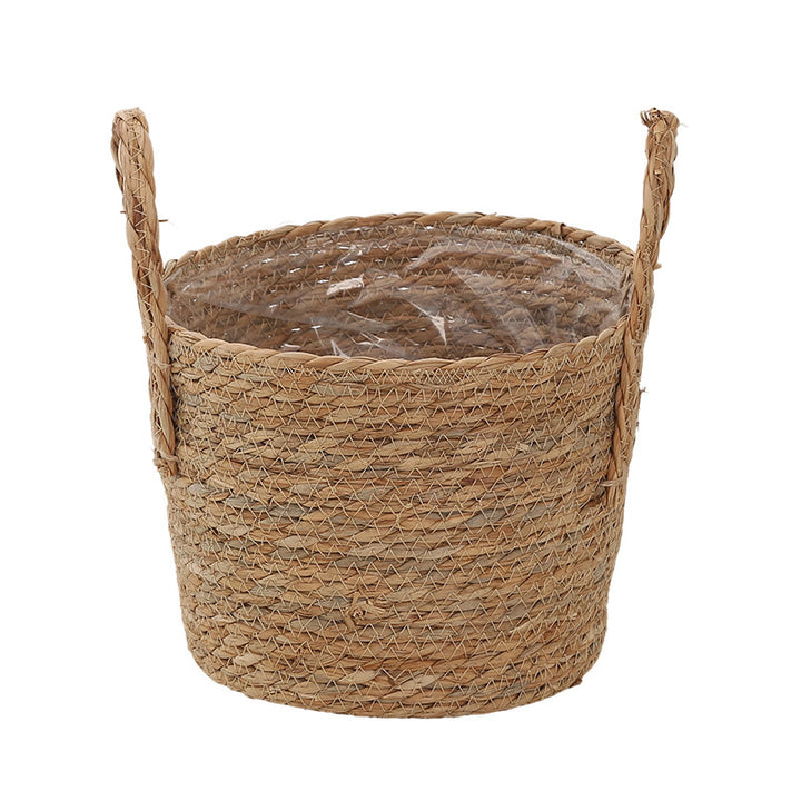 Handwoven storage basket with colorful accents Bowlift