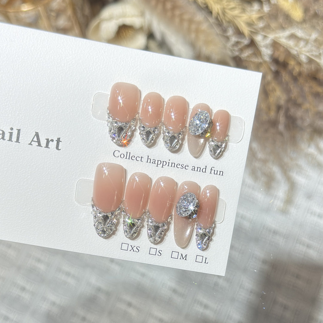 Elegant Rhinestone-Accented Press-On Nail Tips Bowlift