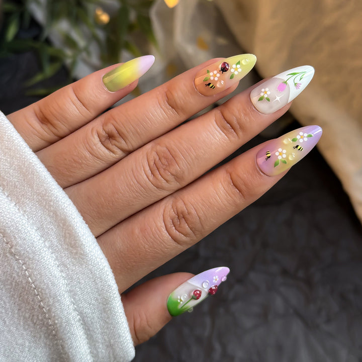 Artistic Floral-Themed Press-On Nails Bowlift