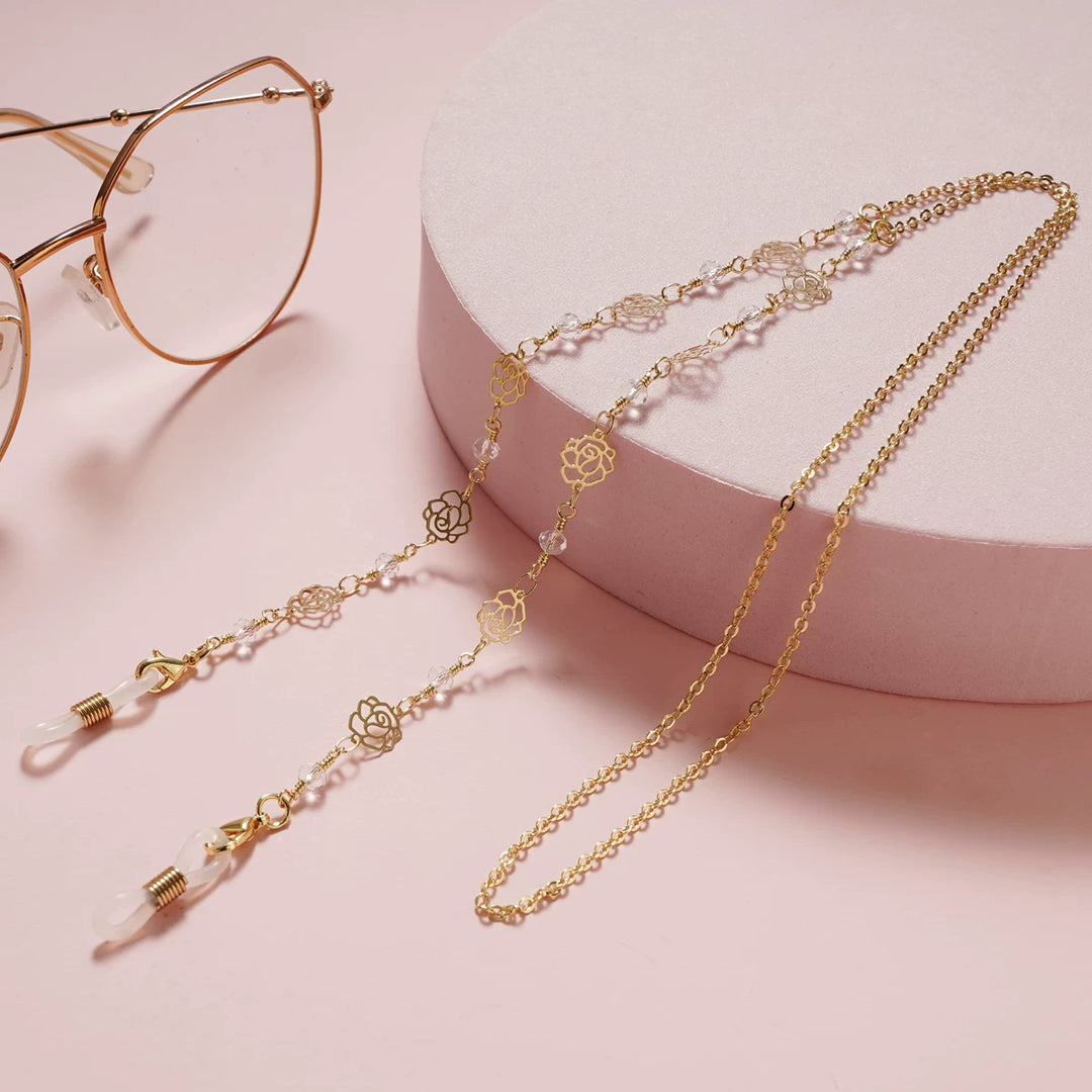 Fashionable glasses holder chain with floral design Bowlift