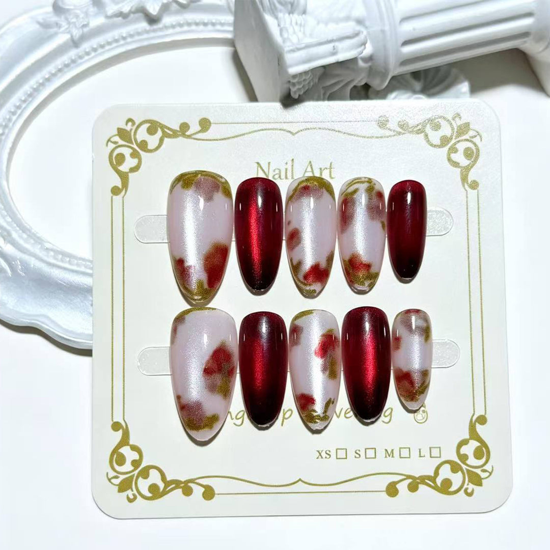 Premium Decorative Floral Press-On Nail Art Bowlift