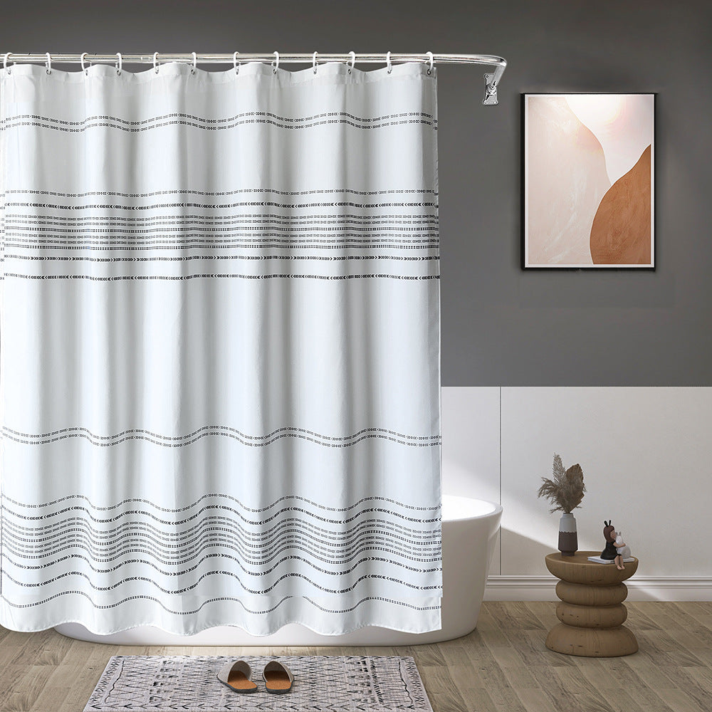 Textured Striped Shower Curtain Bowlift