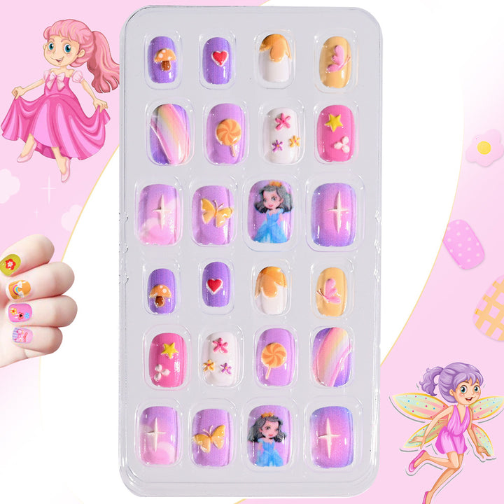 Children's Themed Decorative Press-On Nail Set Bowlift