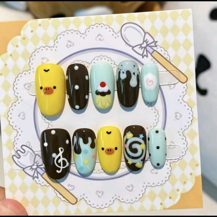 Creative Cartoon Press-On Nail Art Bowlift